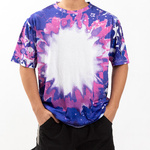 T-Shirt, Cotton-Like Bleached Bleached Bloom Blue, für den Sublimationsdruck