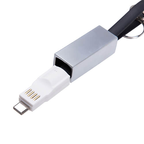 Schlüsselanhänger, Datenkabel USB-C, Schwarz, für den Sublimationsdruck