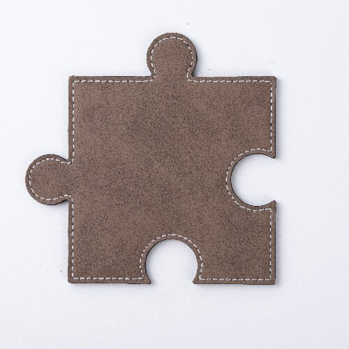 Tassenuntersetzer, Puzzleteil, Kunstleder, Grau, für die Sublimation