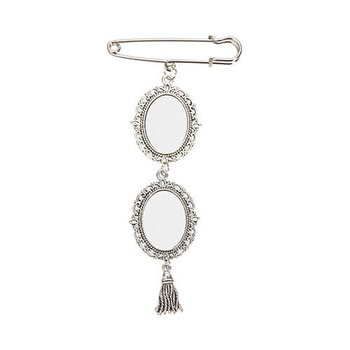 Brosche, Doppelt Oval, Sicherheitsnadel mit Fransen, für den Sublimationsdruck