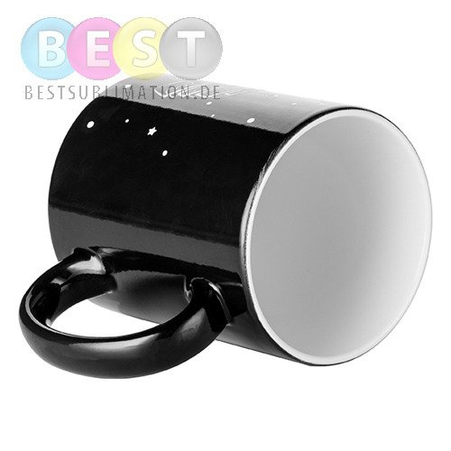 Zaubertasse 330ml, Gravur "Happy Birthday", Schwarz, für die Sublimation