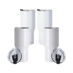 Becher, 650 ml, Edelstahl, 4 Stück, Weiß, für den Sublimationsdruck.