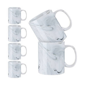 Tassen-Set, 6 Stck.  330 ml, Grauer Marmor, A+, für die Sublimation