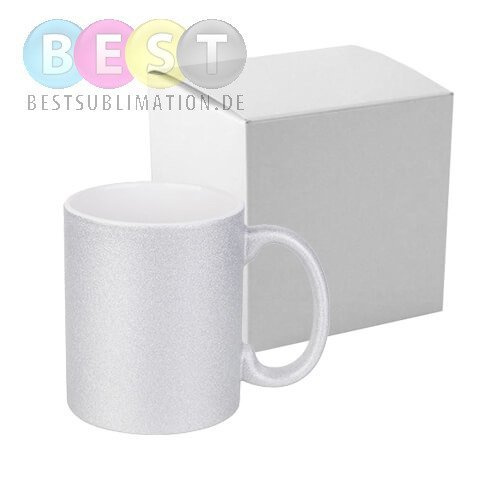 Tasse, mit Brokat, Silber, mit einzelner Box für die Sublimation