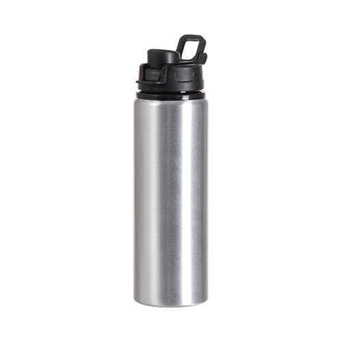 Trinkflasche, Aluminium, 750 ml, Silber, Mit Griff und Verschluss aus Kunststoff, für den Sublimationsdruck