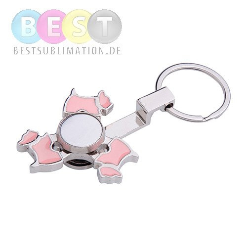 Schlüsselanhänger, Metall, Spinner, "Dog", Rosa, für den Sublimationsdruck