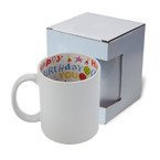 Tasse 330ml, Mit Innenseite "Happy Birthday", mit Box, für die Sublimation