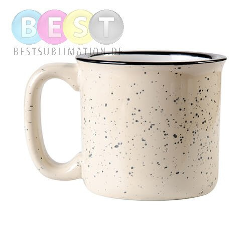 Becher 400 ml, Keramik, emailliert, Beige, für die Sublimation