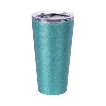 Tumbler-Becher, 480 ml, Edelstahl, Blau, Brokat, für den Sublimationsdruck.