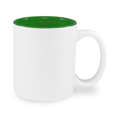 Tasse 330ml, ECO, dunkelgrüne Innenseite, für die Sublimation