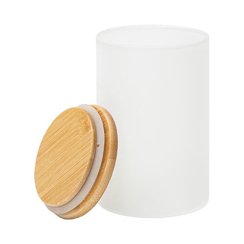 Behälter, Glas, 600 ml, mit hölzernem Deckel, für den Sublimationsdruck