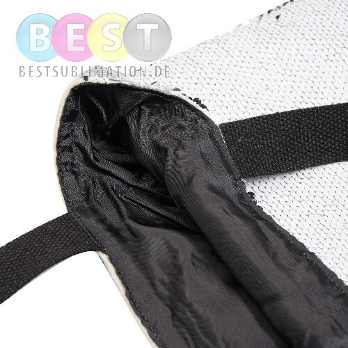 Tasche mit weißen Pailletten, 35 x 38 cm, für den Sublimationsdruck