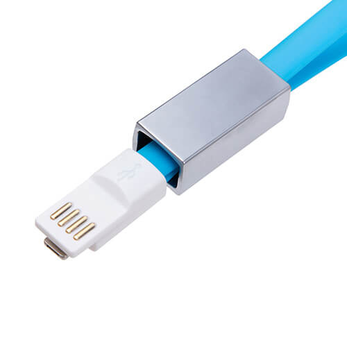 Schlüsselanhänger, Datenkabel Lightning, Blau, für den Sublimationsdruck