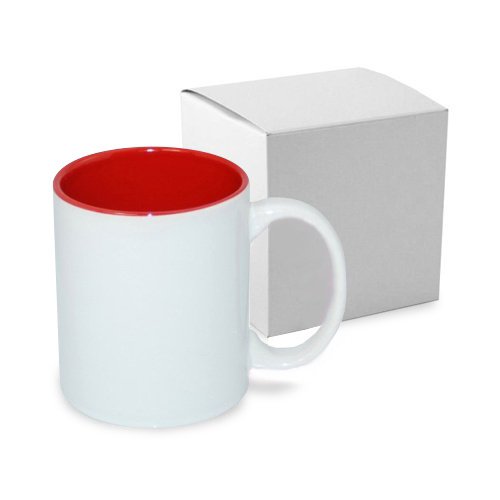 Tasse 330ml, ECO, rote Innenseite, mit Box, für die Sublimation