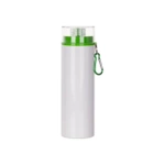 Aluminiumflasche 850 ml weiß mit transparentem Verschluss und grünem Deckel zur Sublimation