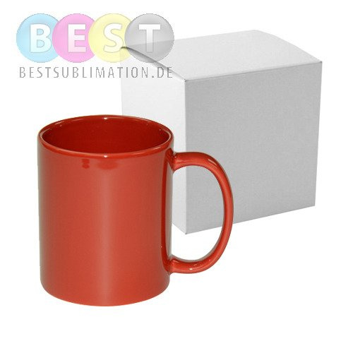 Tasse "FULL COLOR", Rot, Glänzend, mit Box, für Thermotransferdruck