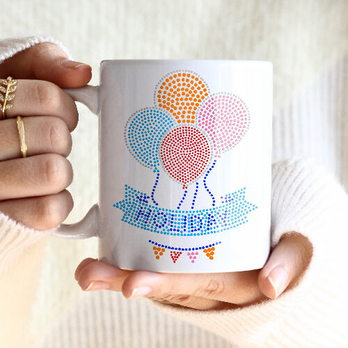 Blatt mit Zirkonia, Ballons, für den Thermotransfer