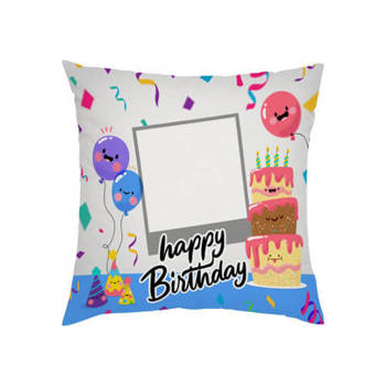 Zweifarbiger Kissenbezug, Satin, 38 x 38 cm, "Happy Birthday - 1", für den Sublimationsdruck