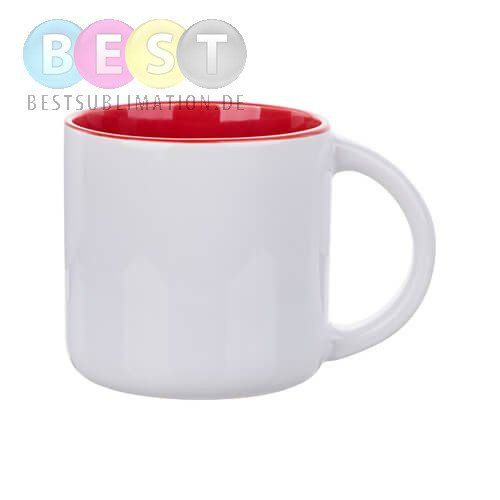 Tasse 400 ml, rote Innenseite, für die Sublimation