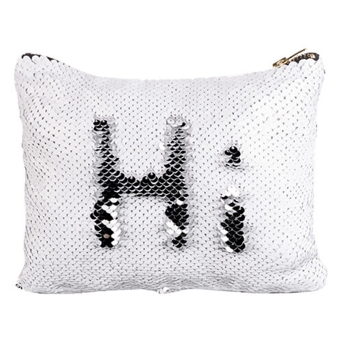 Kosmetiktasche, mit weißen Pailletten, für den Sublimationsdruck
