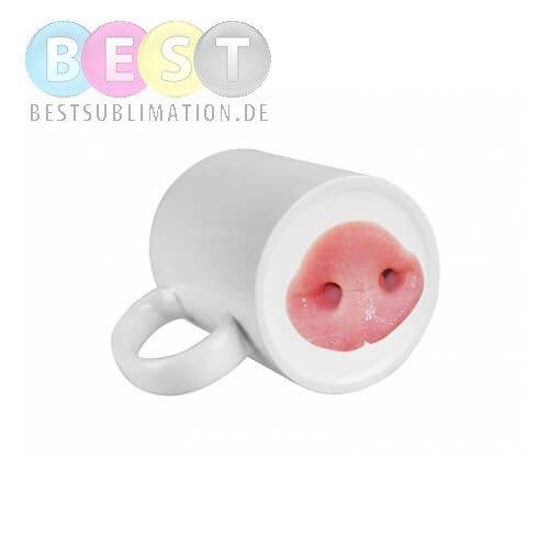 Tasse 330ml, Mit bedrucktem Boden, "Schwein", für die Sublimation