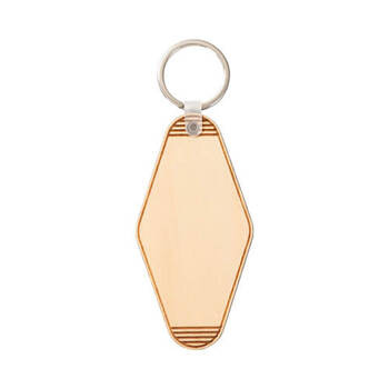 Doppelseitiger Schlüsselanhänger, Sperrholz, Retro Motel, für die Sublimation