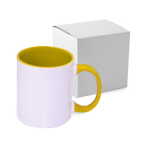 Tasse 330ml FUNNY, ECO, Goldgelb, mit Box, für die Sublimation