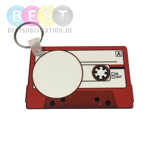 Schlüsselanhänger, Kunststoff, Audiokassette, für den Sublimationsdruck