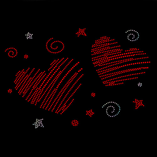 Blatt mit Zirkonia, Zwei Herzen, für den Thermotransfer