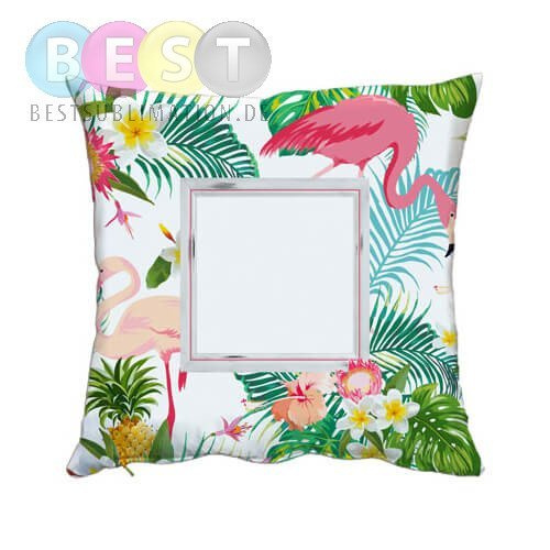Zweifarbiger Kissenbezug, Satin, 38 x 38 cm, Flamingo, für den Sublimationsdruck