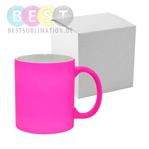 Tasse, Farbintensiv, Rosa, Matt, mit Box, für die Sublimation