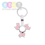 Schlüsselanhänger, Metall, Spinner, "Dog", Rosa, für den Sublimationsdruck