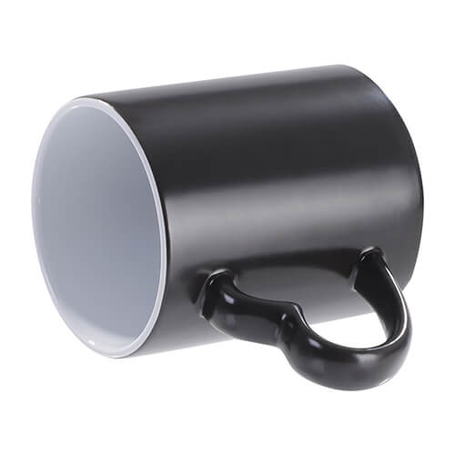 Zaubertasse, Schwarz, matt, Herzgriff, für die Sublimation