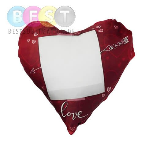 Zweifarbiger Kissenbezug, Satin, Herzform, Love, für den Sublimationsdruck