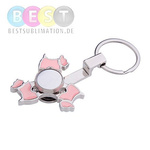 Schlüsselanhänger, Metall, Spinner, "Dog", Rosa, für den Sublimationsdruck