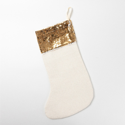 Weihnachtsstrumpf, mit Pailletten, Weiß-Gold, für den Sublimationsdruck