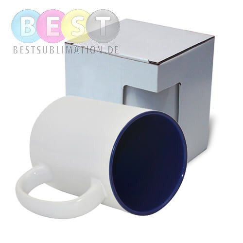 Tasse 450 ml, A+, dunkelblaue Innenseite, mit Box KAR5, für die Sublimation