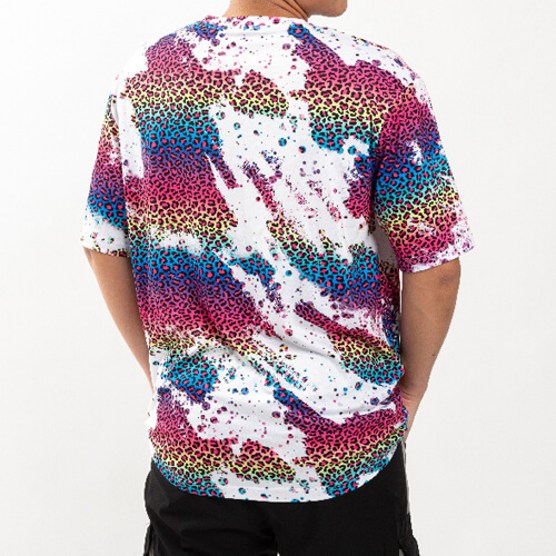 T-Shirt, Cotton-Like Bleached Leopard Wild Purple, für den Sublimationsdruck