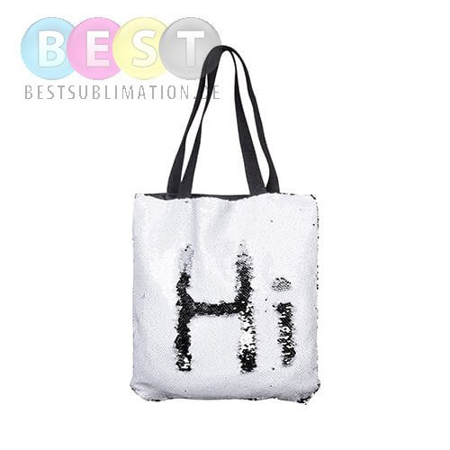 Tasche mit weißen Pailletten, 35 x 38 cm, für den Sublimationsdruck