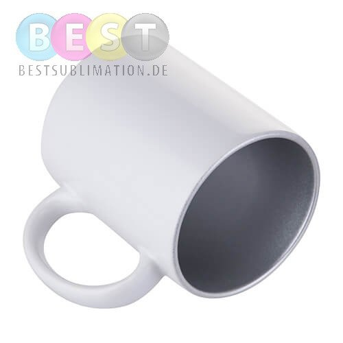 Tasse 330ml, Mit silberfarbener Innenseite, für die Sublimation