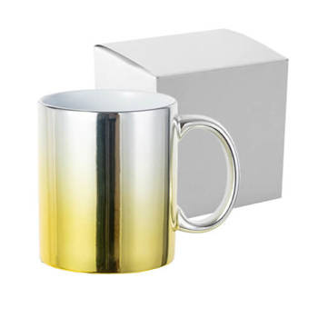 Tasse 330 ml, Plattiert, Silber-goldener Farbverlauf, mit Box, für die Sublimation