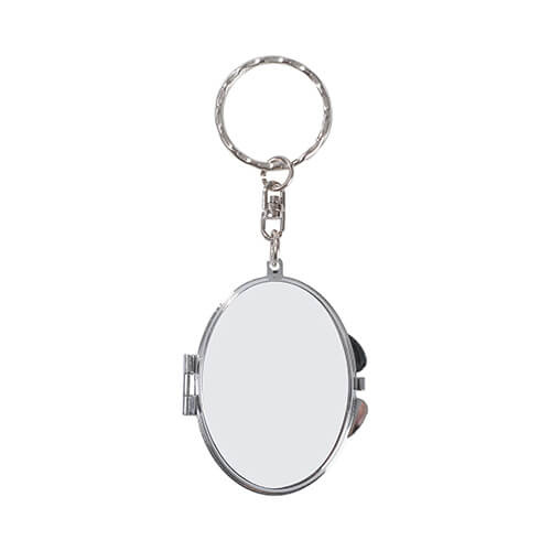 Schlüsselanhänger, Klappspiegel, Oval, für den Sublimationsdruck.