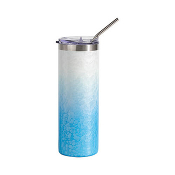 Becher, 600 ml, 3D Puff Cloud, Weiß-Hellblau, für die Sublimation