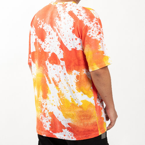 T-Shirt, Cotton-Like Bleached Leopard Dreams Orange, für den Sublimationsdruck