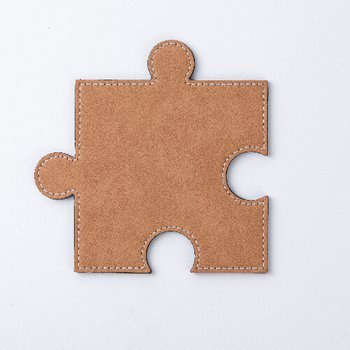 Tassenuntersetzer, Puzzleteil, Kunstleder, Braun, für die Sublimation