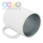 Tasse 300ml, weiß mit silberner Innenseite, für die Sublimation.