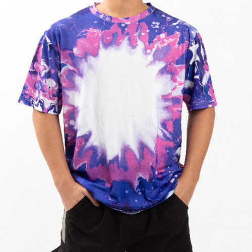 T-Shirt, Cotton-Like Bleached Bleached Bloom Blue, für den Sublimationsdruck