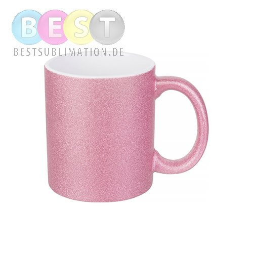 Tasse, mit Brokat, Rosa, für die Sublimation