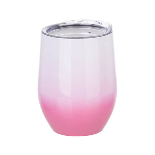 Glühweintasse, 360ml, Weiß-Rosa Gradient, für die Sublimation