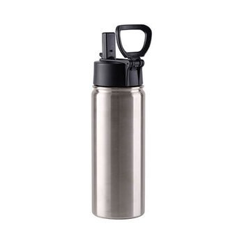 Fahrradflasche, Edelstahl, Silber, 550 ml, klappbarer Griff, für den Sublimationsdruck